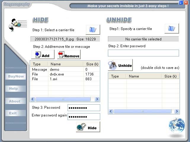 Steganography Screenshot